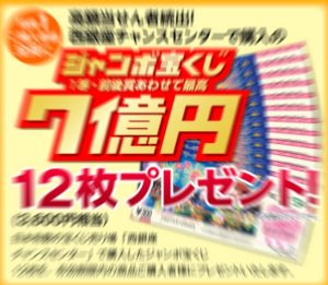 ジャンボ宝くじが特典です！１２枚も！